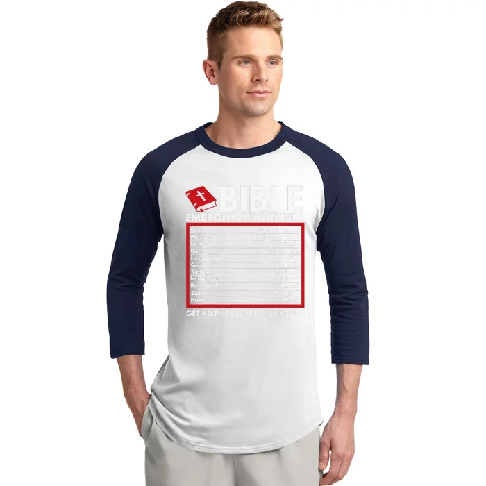 Bible Emergency Numbers Funny Christian Bible & Jesus Baseball Sleeve Shirt