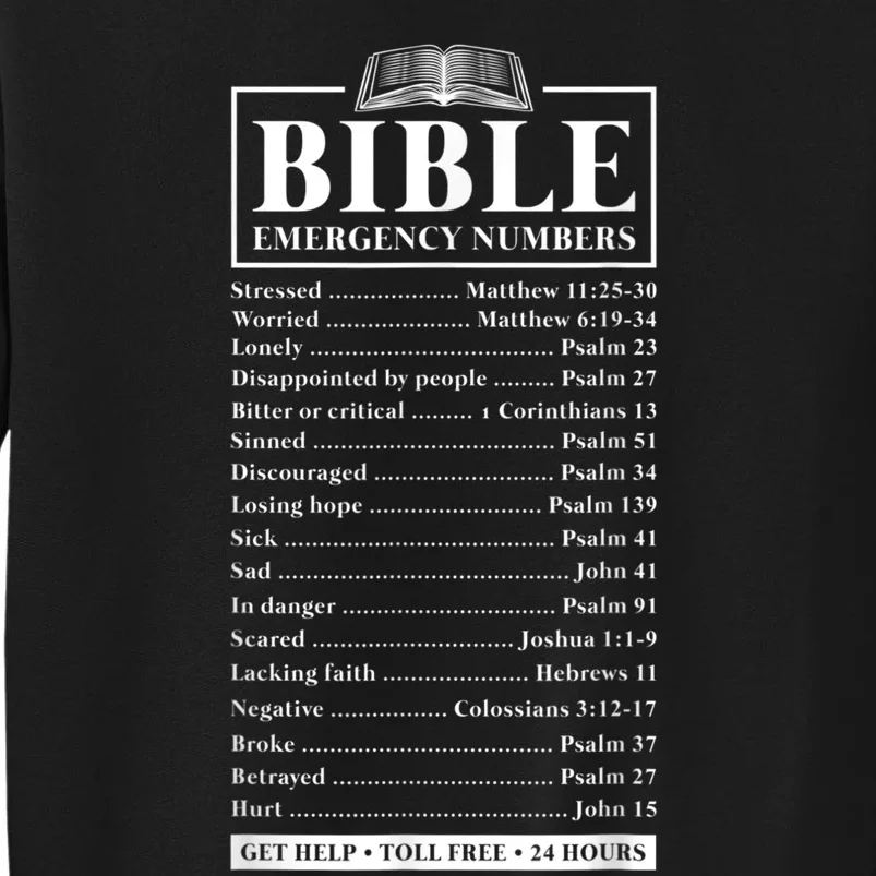 Bible Emergency Numbers Hotline Christian Verses Scriptures Sweatshirt