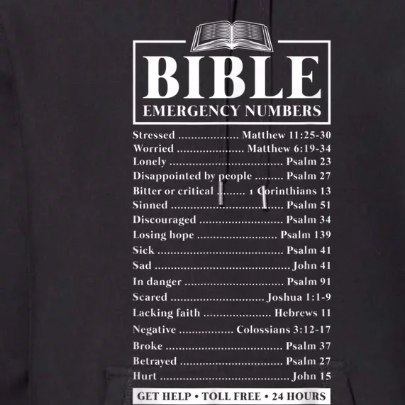 Bible Emergency Numbers Hotline Christian Verses Scriptures Premium Hoodie