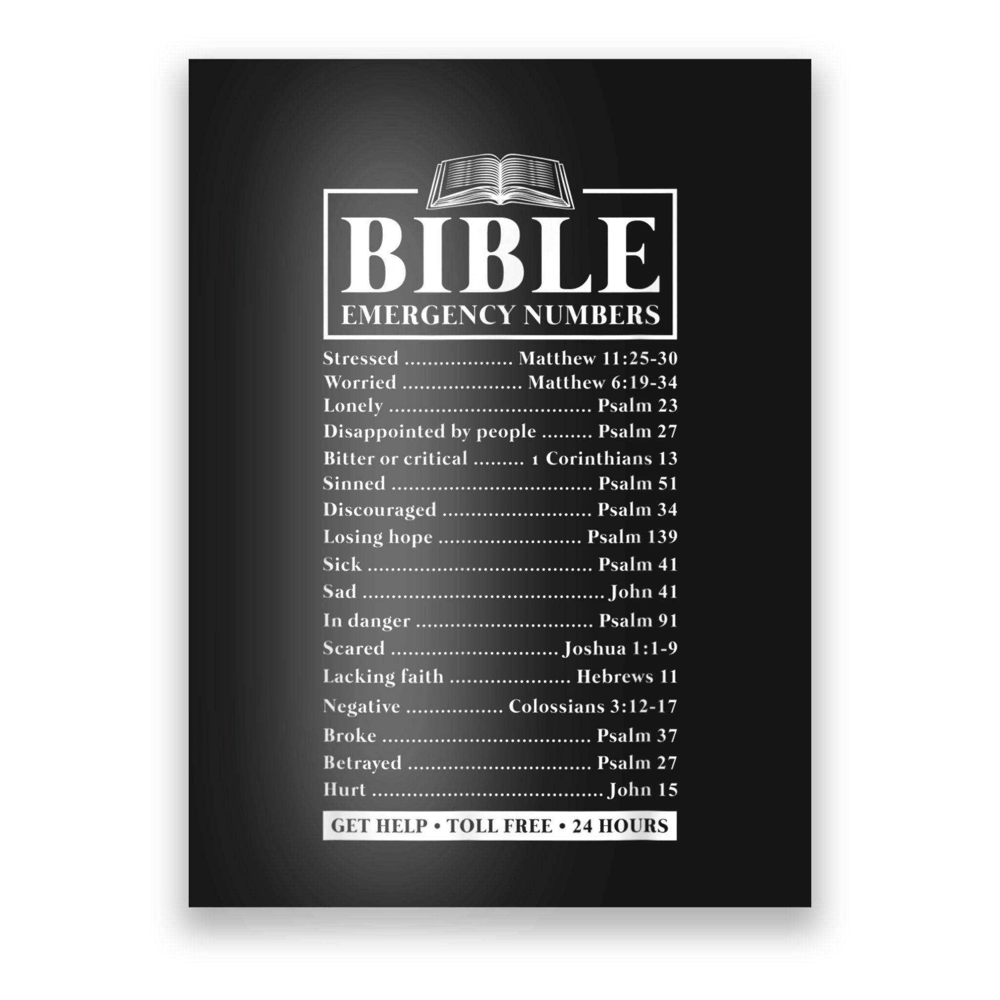 Bible Emergency Numbers Hotline Christian Verses Scriptures Poster ...