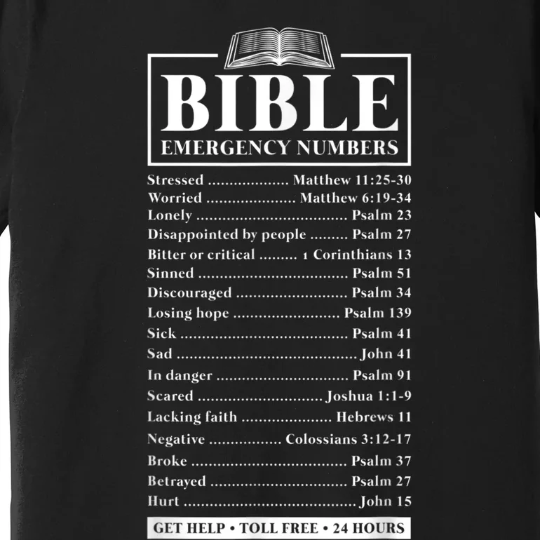 Bible Emergency Numbers Hotline Christian Verses Scriptures Premium T-Shirt