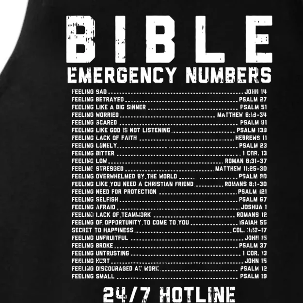 Bible Emergency Numbers Verse God Jesus Faith Christian Gift Ladies Tri-Blend Wicking Tank