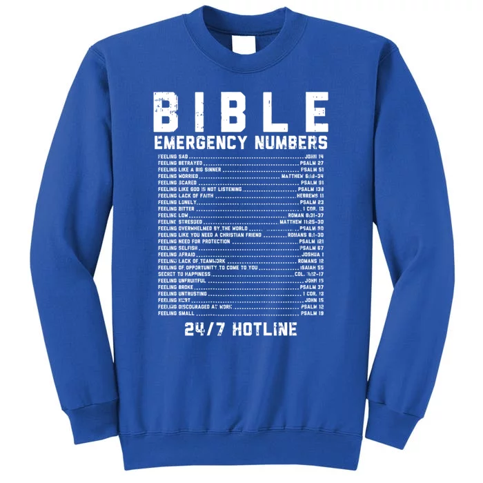 Bible Emergency Numbers Verse God Jesus Faith Christian Gift Tall Sweatshirt