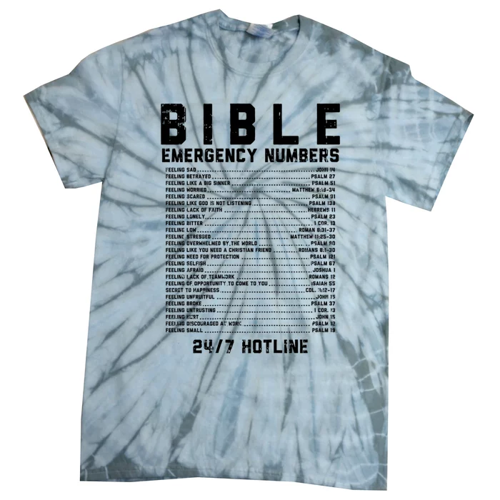 Bible Emergency Numbers Verse God Jesus Faith Christian Gift Tie-Dye T-Shirt