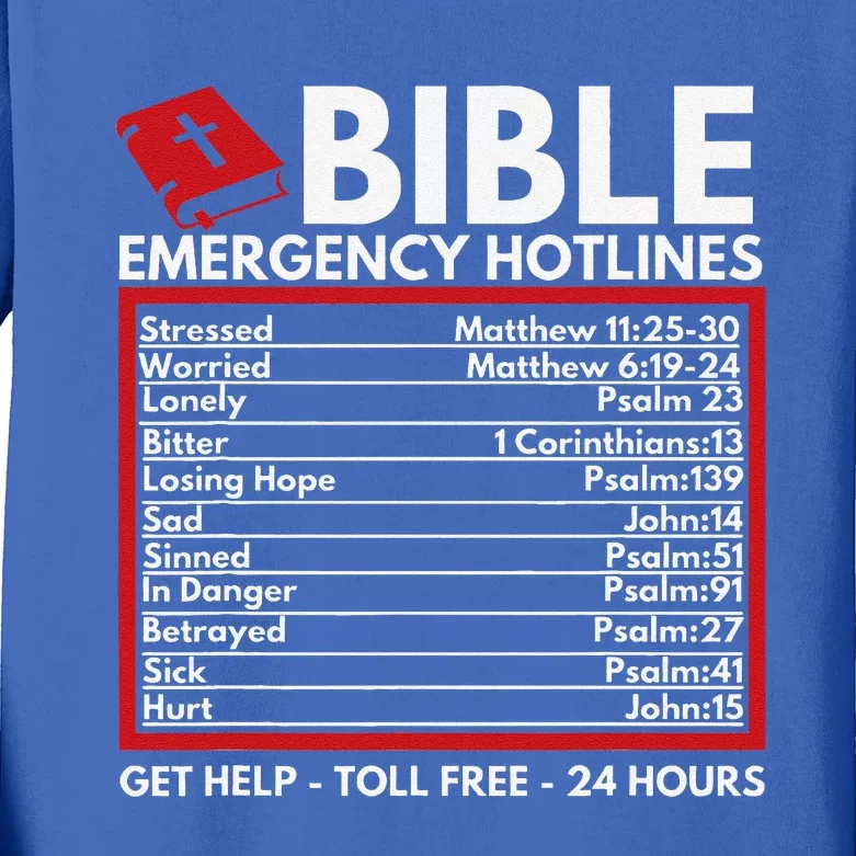 Bible Emergency Numbers Funny Christian Bible & Jesus Kids Long Sleeve Shirt