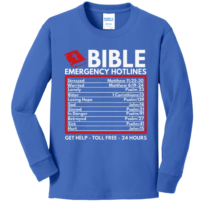 Bible Emergency Numbers Funny Christian Bible & Jesus Kids Long Sleeve Shirt