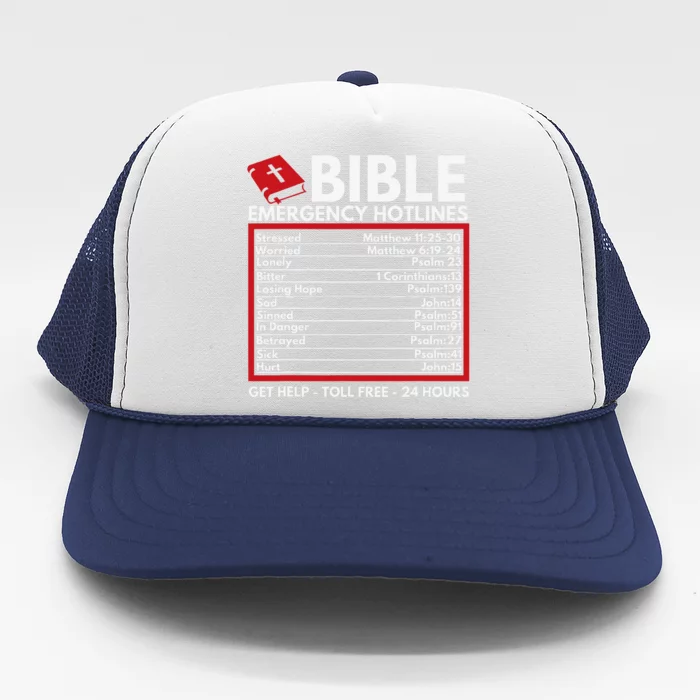 Bible Emergency Numbers Funny Christian Bible & Jesus Trucker Hat