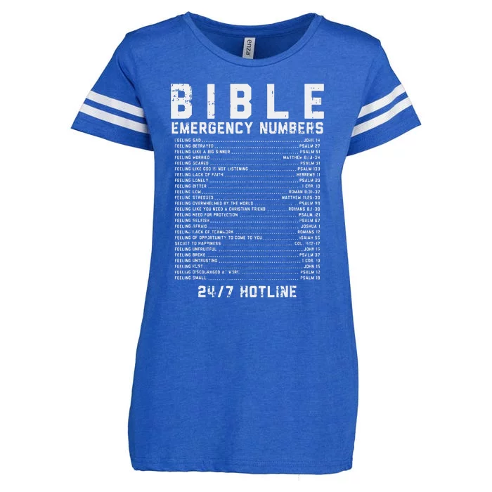 Bible Emergency Numbers Verse God Jesus Faith Christian Gift Enza Ladies Jersey Football T-Shirt