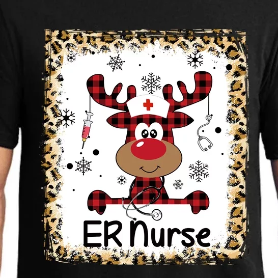 Bleached Er Nurse Reindeer Christmas Pajama Emergency Room Gift Pajama Set