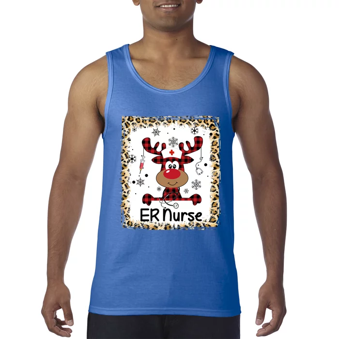 Bleached Er Nurse Reindeer Christmas Pajama Emergency Room Gift Tank Top