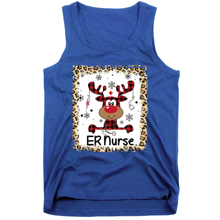 Bleached Er Nurse Reindeer Christmas Pajama Emergency Room Gift Tank Top