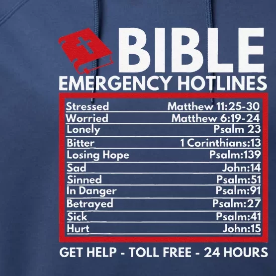 Bible Emergency Numbers Funny Christian Bible & Jesus Performance Fleece Hoodie