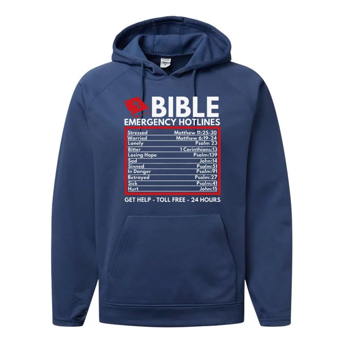 Bible Emergency Numbers Funny Christian Bible & Jesus Performance Fleece Hoodie