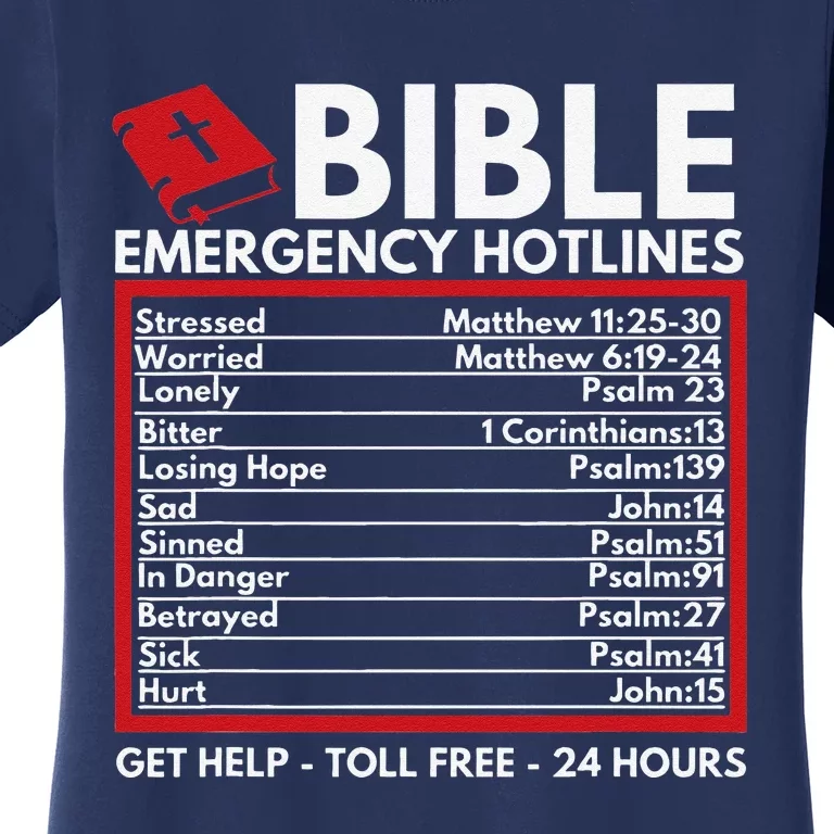 Bible Emergency Numbers Funny Christian Bible & Jesus Women's T-Shirt