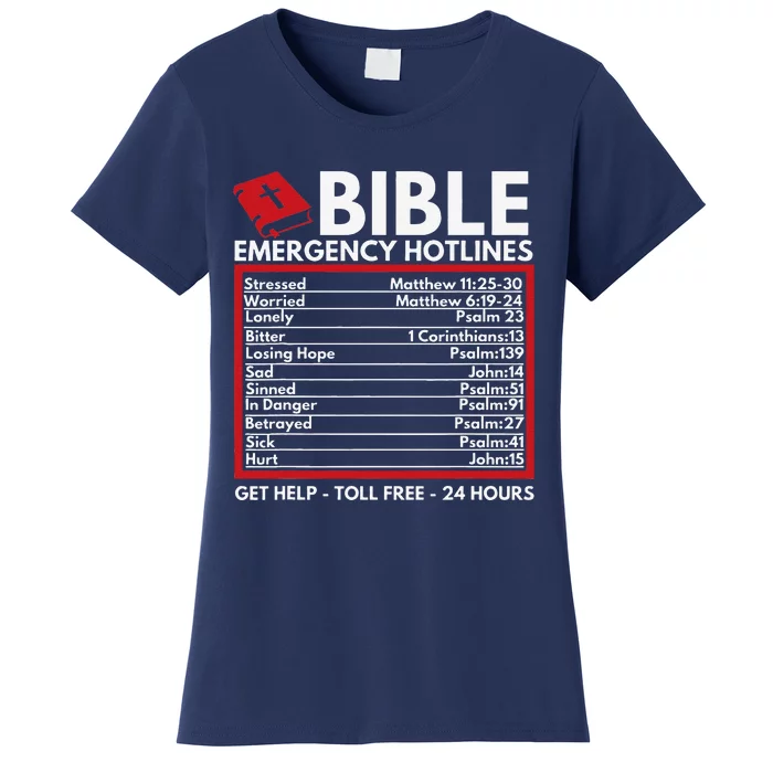 Bible Emergency Numbers Funny Christian Bible & Jesus Women's T-Shirt