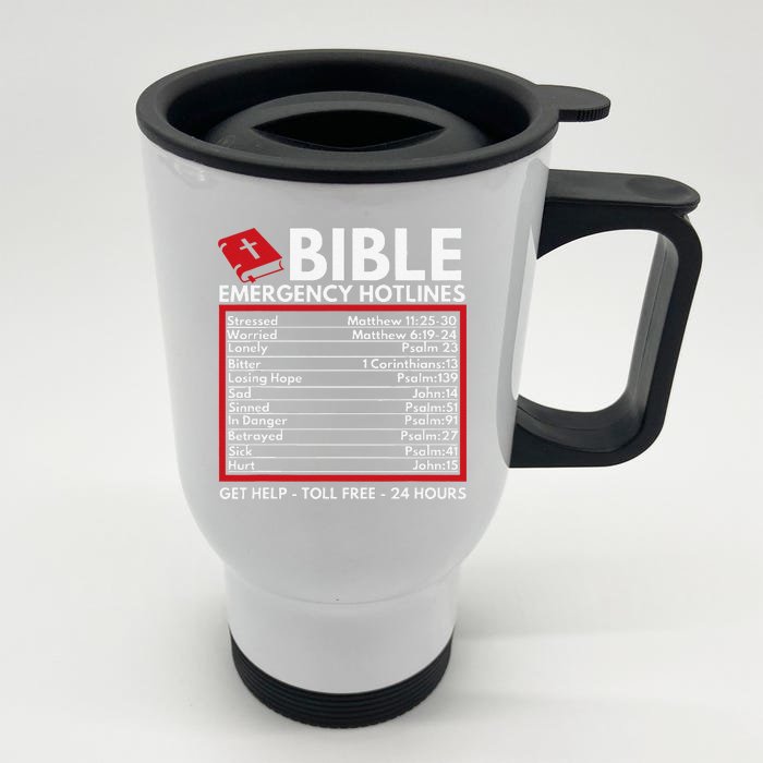 Bible Emergency Numbers Funny Christian Bible & Jesus Front & Back Stainless Steel Travel Mug