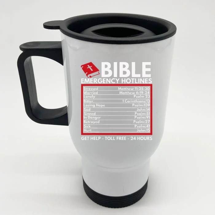 Bible Emergency Numbers Funny Christian Bible & Jesus Front & Back Stainless Steel Travel Mug