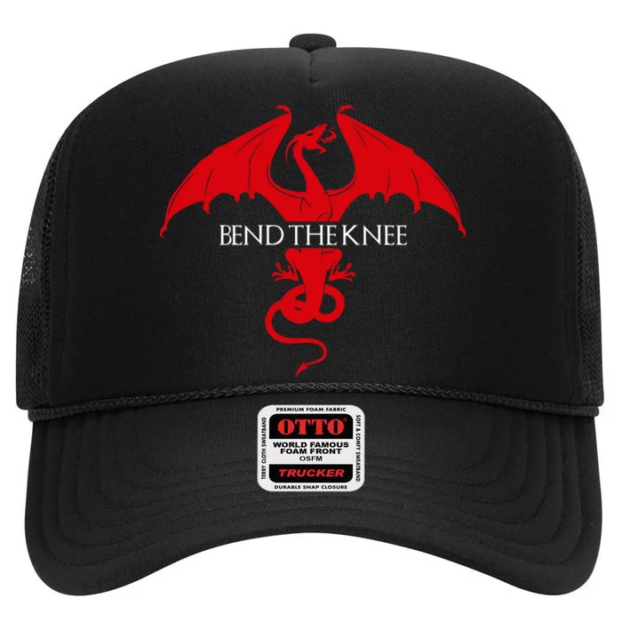 Bend The Knee Fantasy Dragon High Crown Mesh Trucker Hat