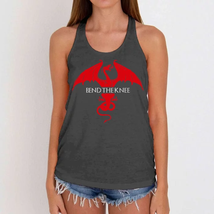 Bend The Knee Fantasy Dragon Women's Knotted Racerback Tank