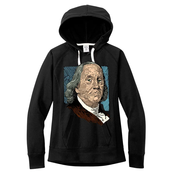 Benjamin Franklin Portrait Women's Fleece Hoodie