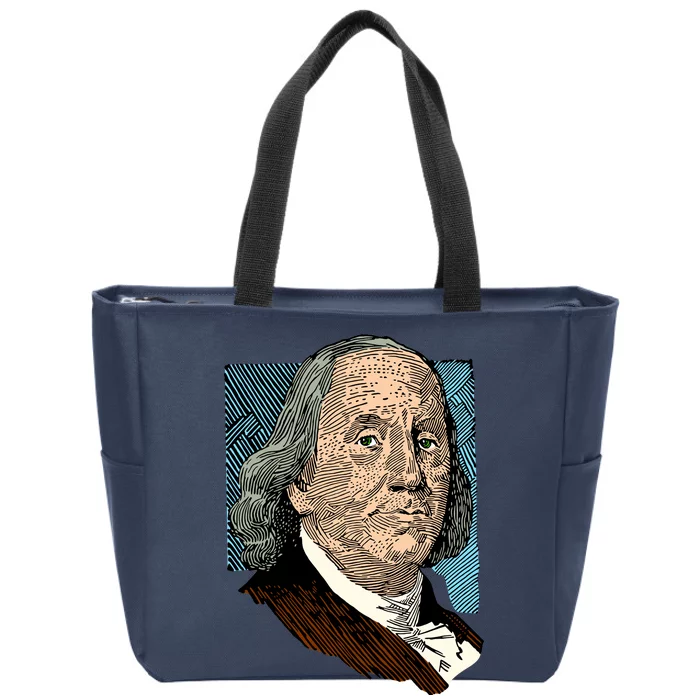 Benjamin Franklin Portrait Zip Tote Bag