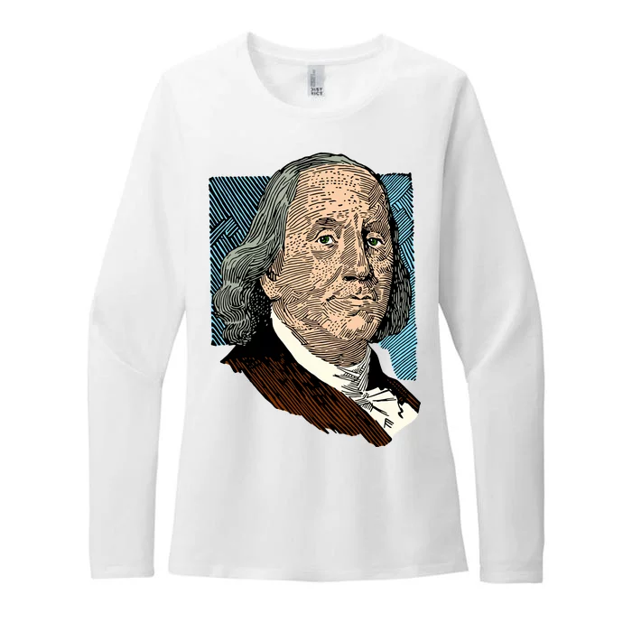 Benjamin Franklin Portrait Womens CVC Long Sleeve Shirt