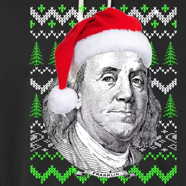 Benjamin Franklin Ugly Christmas Sweater Garment-Dyed Fleece Hoodie