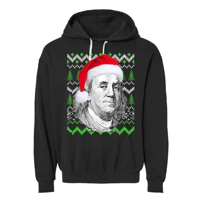 Benjamin Franklin Ugly Christmas Sweater Garment-Dyed Fleece Hoodie