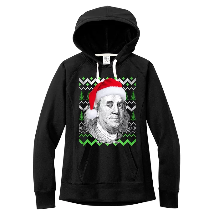 Benjamin Franklin Ugly Christmas Sweater Women's Fleece Hoodie