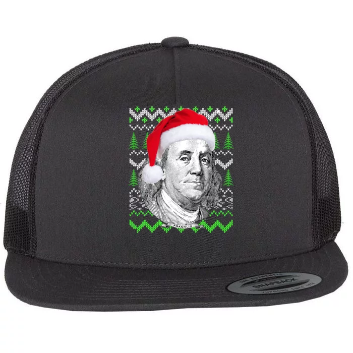 Benjamin Franklin Ugly Christmas Sweater Flat Bill Trucker Hat