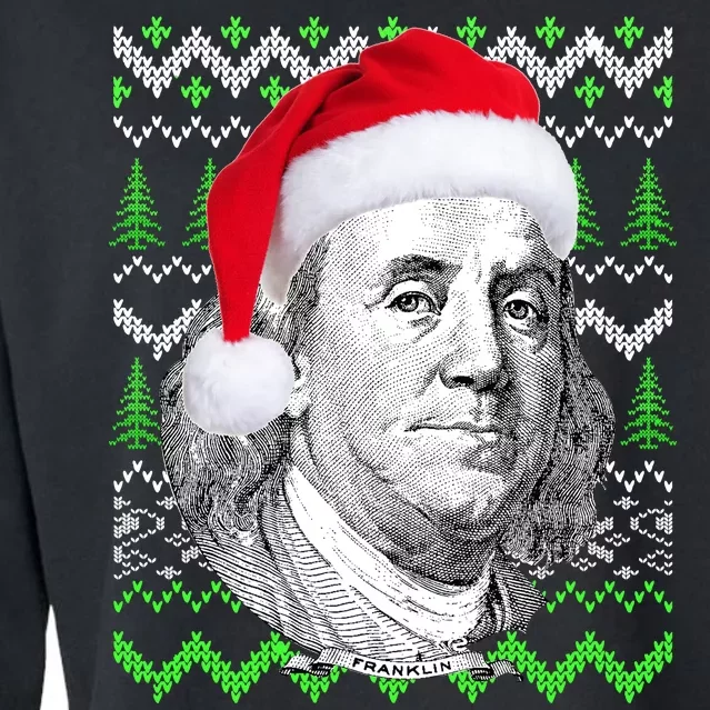 Benjamin Franklin Ugly Christmas Sweater Cropped Pullover Crew