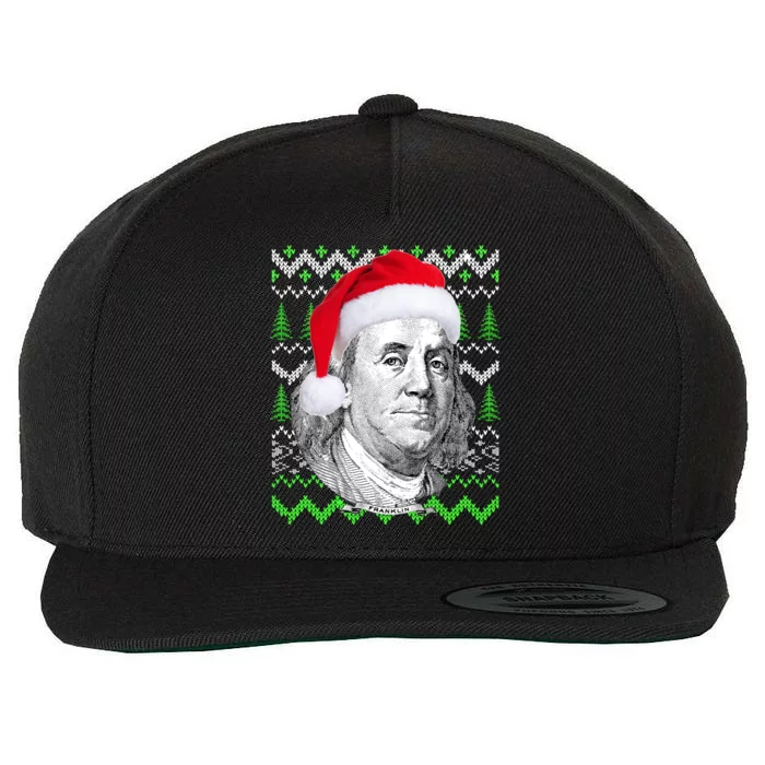 Benjamin Franklin Ugly Christmas Sweater Wool Snapback Cap