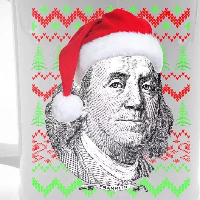 Benjamin Franklin Ugly Christmas Sweater Front & Back Beer Stein