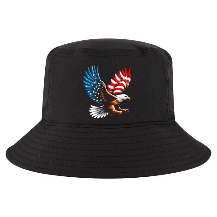 Bald Eagle & Patriotic American Flag 4th Of July Cool Comfort Performance Bucket Hat