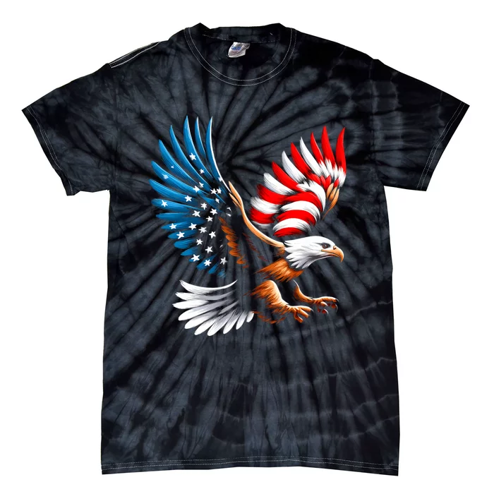 Bald Eagle & Patriotic American Flag 4th Of July Tie-Dye T-Shirt