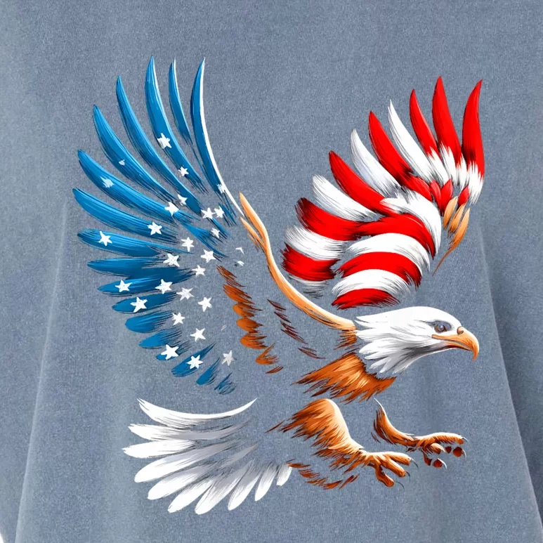 Bald Eagle & Patriotic American Flag 4th Of July Garment-Dyed Women's Muscle Tee