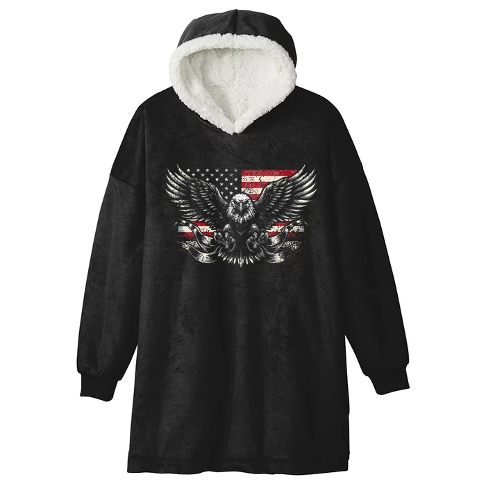 Bald Eagle Patriotic American Eagle Hooded Wearable Blanket