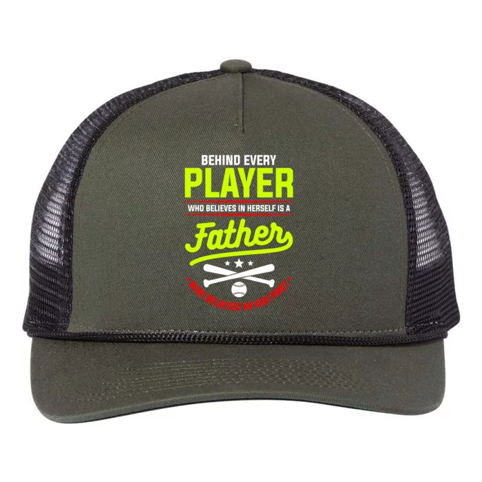 Behind Every Player Who Believes In Herself Is A Father Cool Gift Retro Rope Trucker Hat Cap