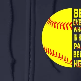 Behind Every Player Is Papa Happy Fathers Day Softball Lover Full Zip Hoodie