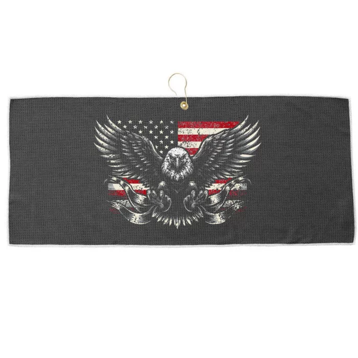 Bald Eagle Patriotic American Eagle Gift Large Microfiber Waffle Golf Towel