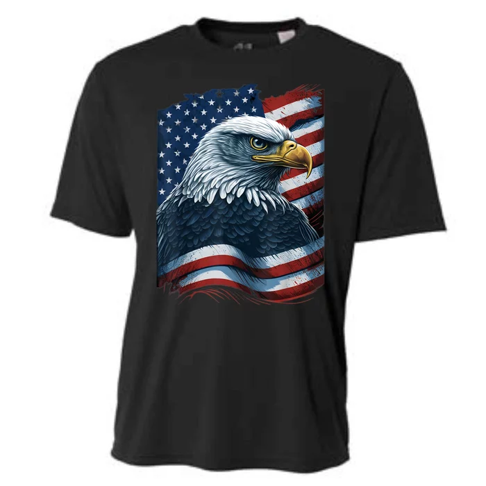 Bald Eagle Proud Patriotic American Us Flag 4th Of July Cooling Performance Crew T-Shirt