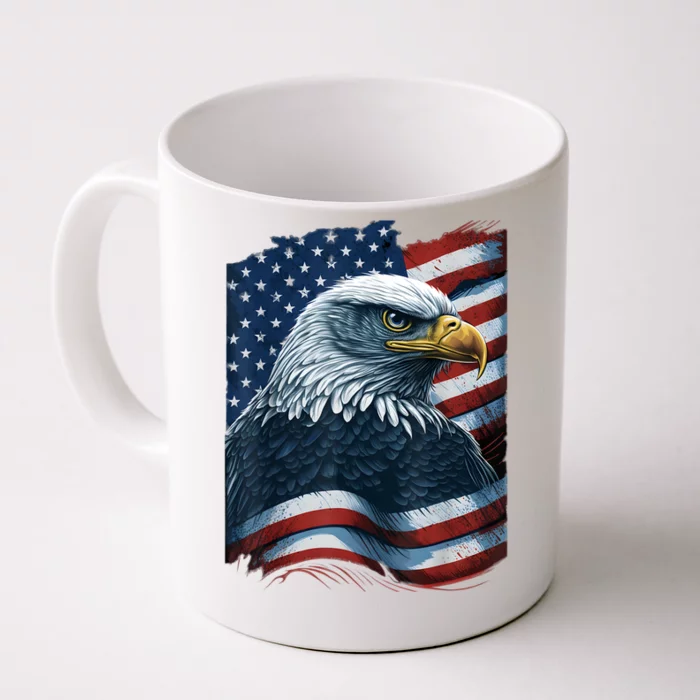 Bald Eagle Proud Patriotic American Us Flag 4th Of July Front & Back Coffee Mug