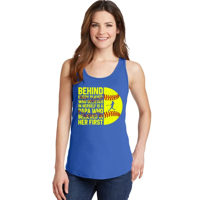 Behind Every Player Softball Papa Dad Happy FatherS Day Cool Gift Ladies Essential Tank