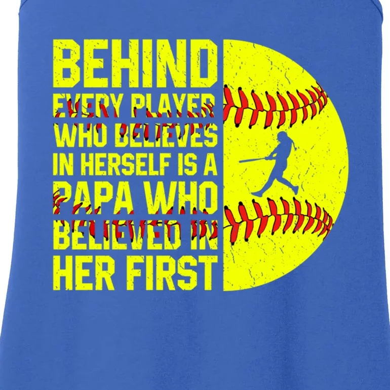 Behind Every Player Softball Papa Dad Happy FatherS Day Cool Gift Ladies Essential Tank