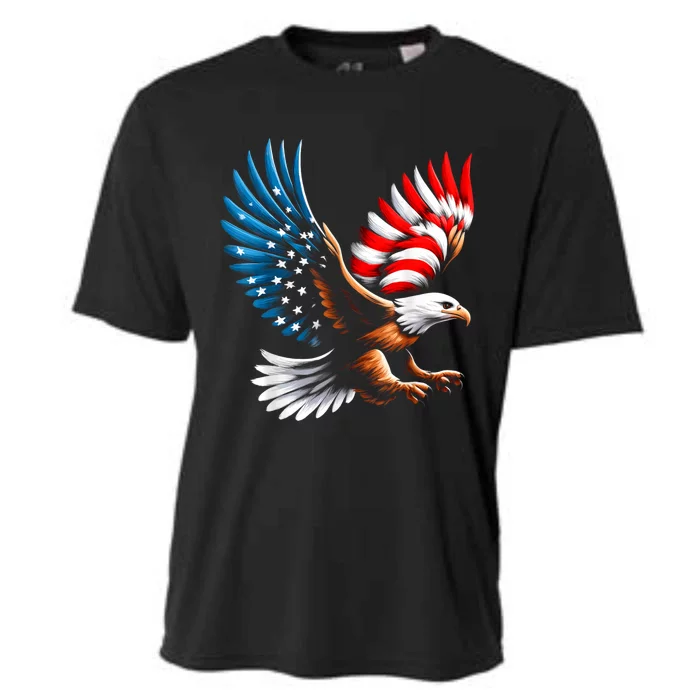 Bald Eagle & Patriotic American Flag 4th Of July Cooling Performance Crew T-Shirt