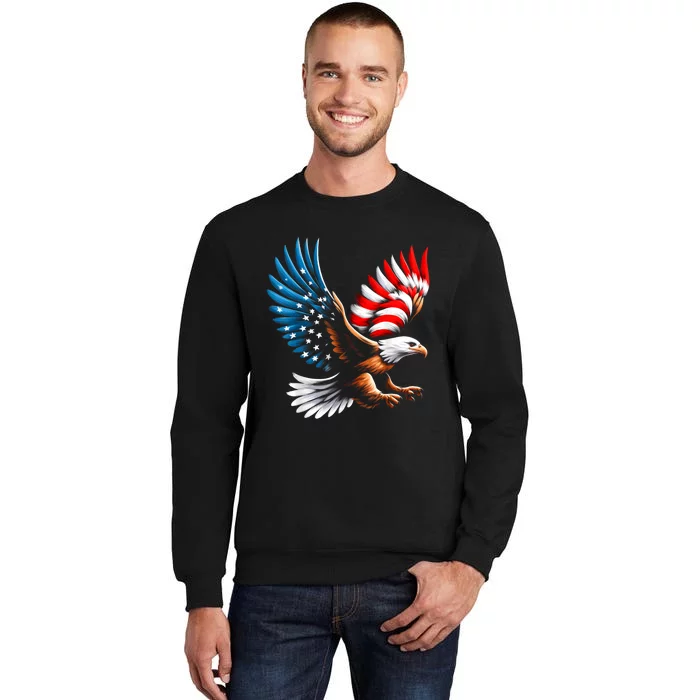 Bald Eagle & Patriotic American Flag 4th Of July Sweatshirt