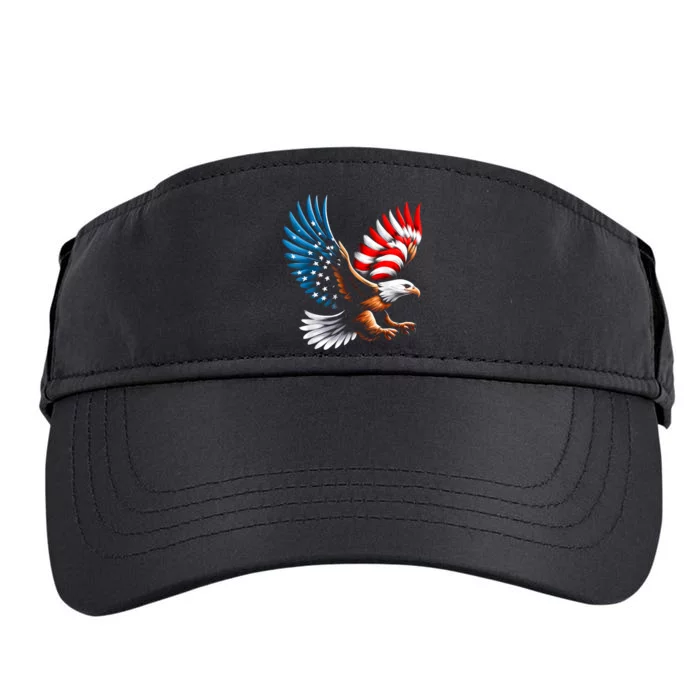 Bald Eagle & Patriotic American Flag 4th Of July Adult Drive Performance Visor