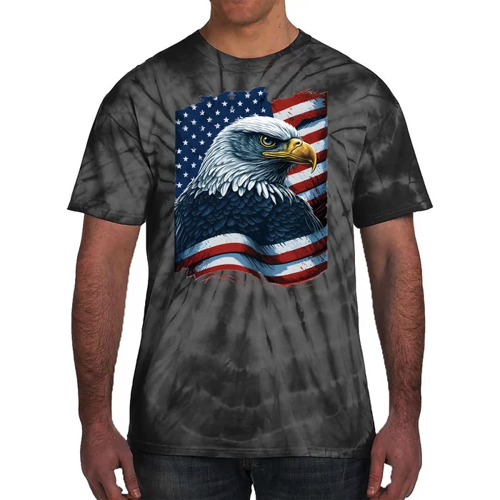 Bald Eagle Proud Patriotic American US Flag 4th Of July Tie-Dye T-Shirt