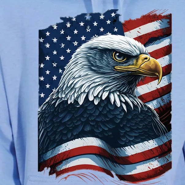 Bald Eagle Proud Patriotic American US Flag 4th Of July Unisex Surf Hoodie