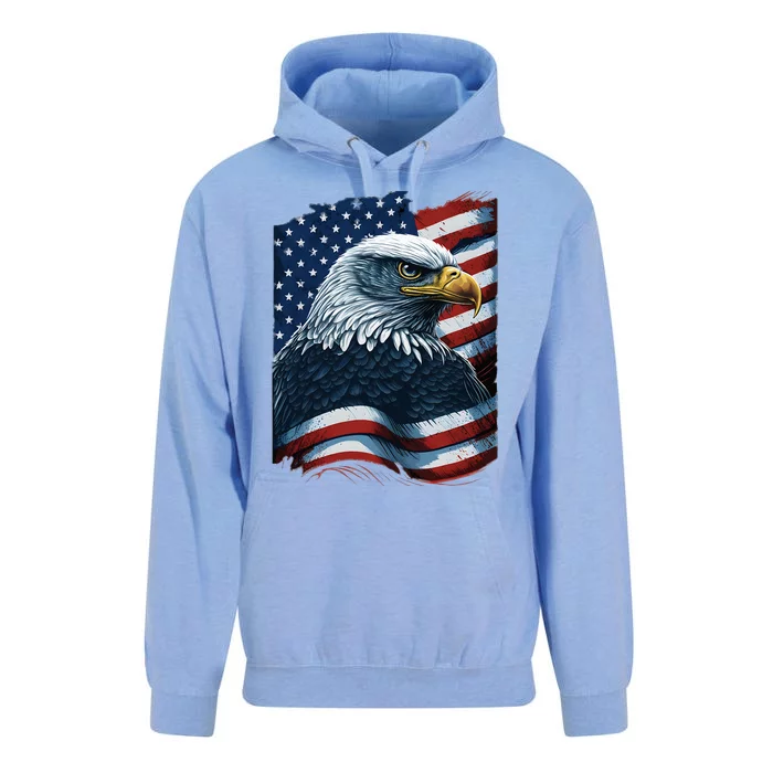 Bald Eagle Proud Patriotic American US Flag 4th Of July Unisex Surf Hoodie